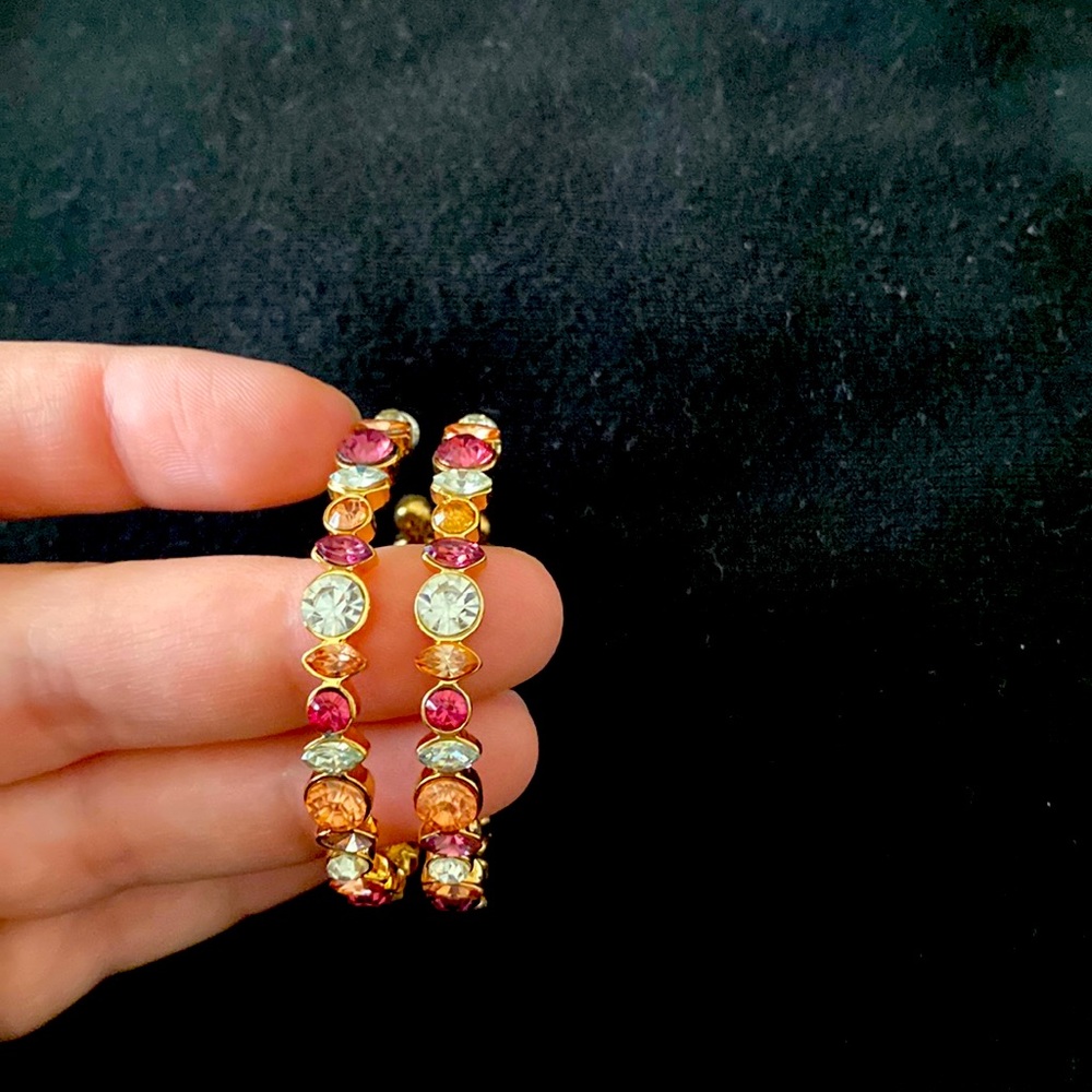 Pink and purple hoop earrings